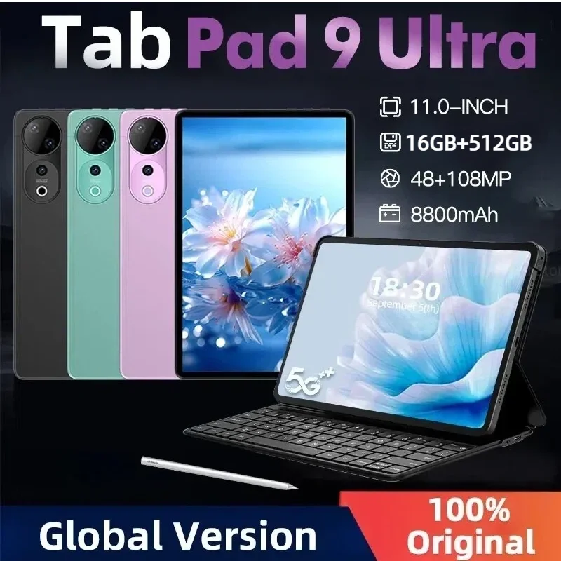 Global Version Original Tablets Pad 9 Ultra Android 15 16GB+512GB 8800mAh 5G Dual SIM Card WiFi Google GPS HD 4K Mi Tablette PC