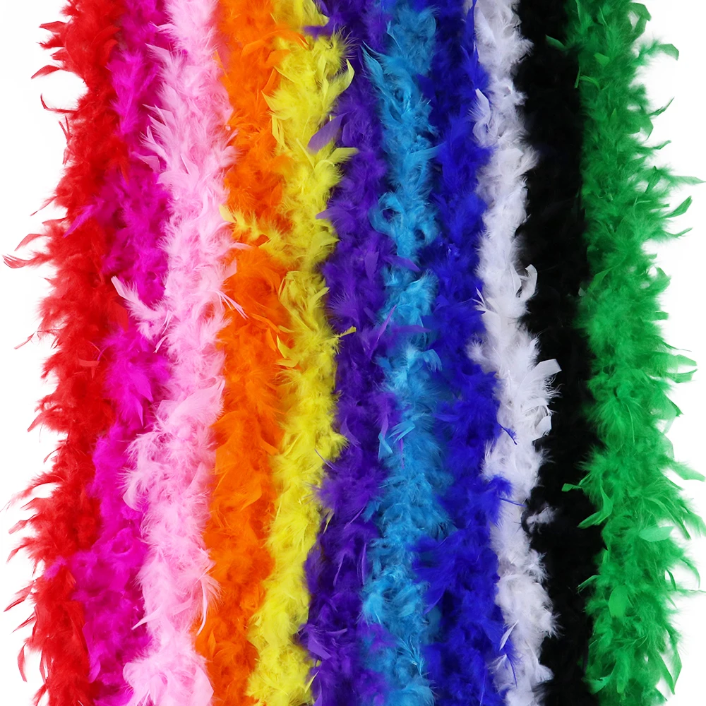 2Yards Fluffy Pink Turkey Feather Boa 38-40g Decoration for Party Wedding Clothes Dress Shawl/Scarf Diy Jewelry Accessory Craft