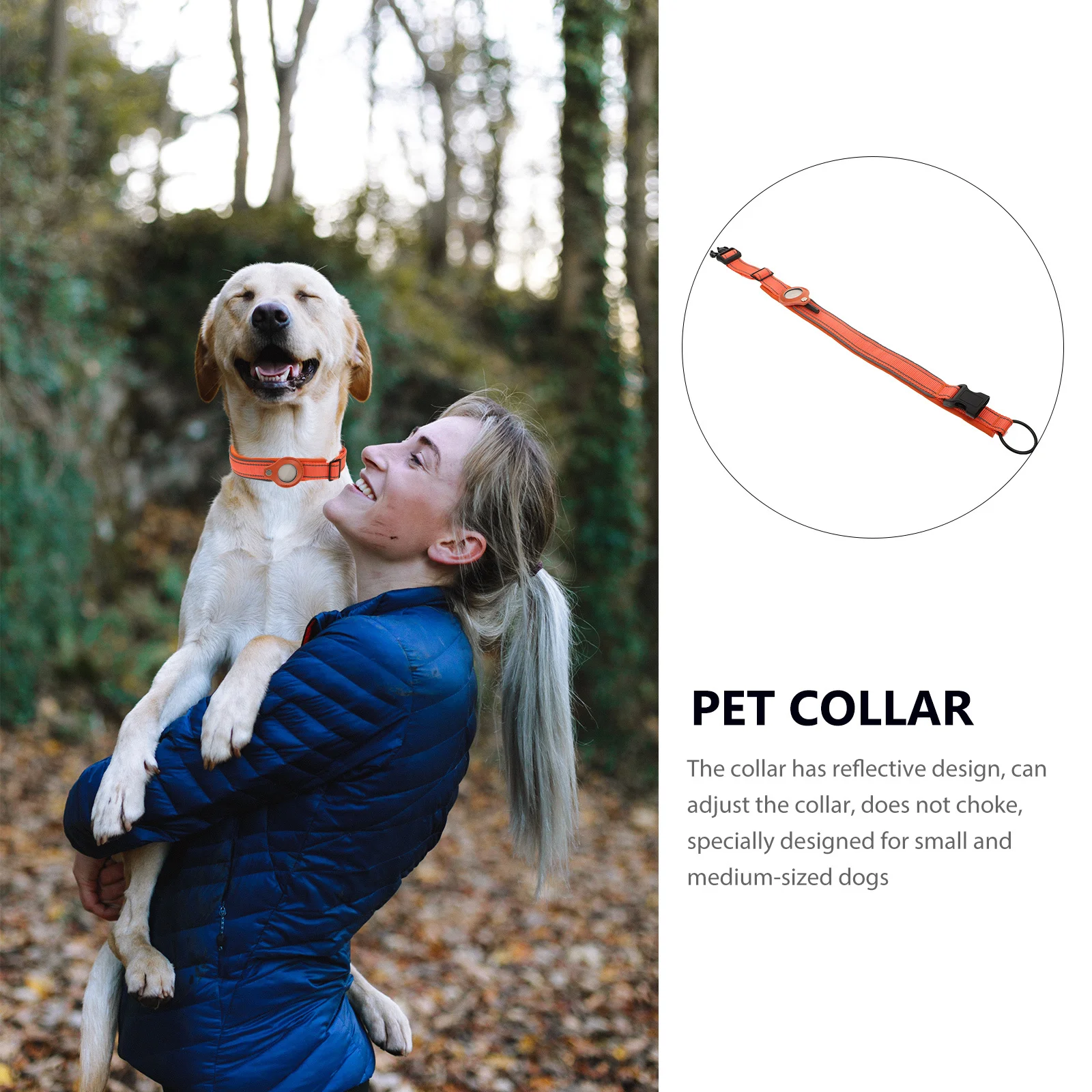 

1pc Pet Collar Protective Case Simple Design Reflective Night Visibility Durable Nylon Anti-Lost Holder For