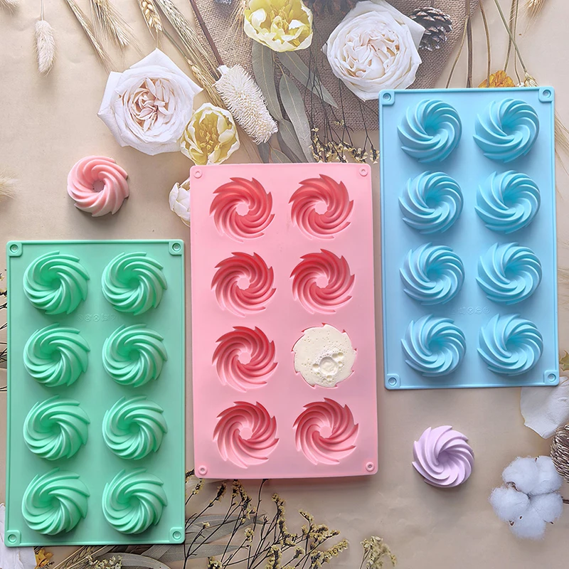 Porous Spiral Cake Silicone Mold Baking Tool Doughnut Chocolate Jelly Ice Cube Mold Biscuit Decor Making Soap Candle Mould Gifts