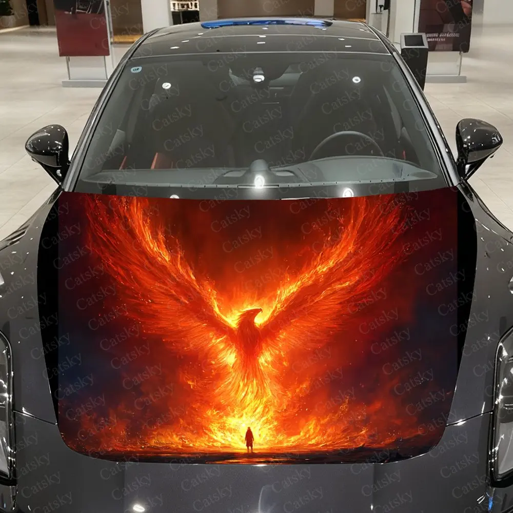 Phoenix Nirvana Car Hood Graphic Stickers, Car Aesthetics, Eye-catching Pattern Decorations, PVC Waterproof Self-adhesive Sticke