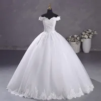 Ashley Gloria-vestidos De novia blancos puros, Vestido De baile elegante con cuello De barco, Vestido Simple De novia De talla grande
