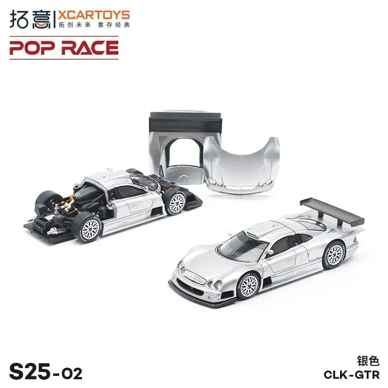 (Pre-order) Xcartoys x POP RACE 1:64 CLK-GTR Silver Diecast Model Car