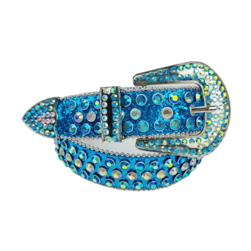 

Bling Belt For Jeans Cowgirl Blue Belt Waistband Belt Crystal Belt