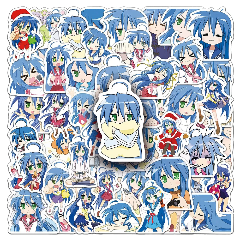 10/30/50pcs Cartoon Lucky Star Izumi Konata Anime Stickers Kawaii Girl Decals for Notebook Skateboard Suitcase Sticker Kid Toys