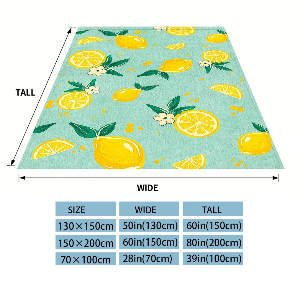 Mint Lemon Pattern Winter And Summer Dual-Use Comfortable Flannel Blanket, Soft And Sticky Sofa Cover Blanket, Exquisite Gift