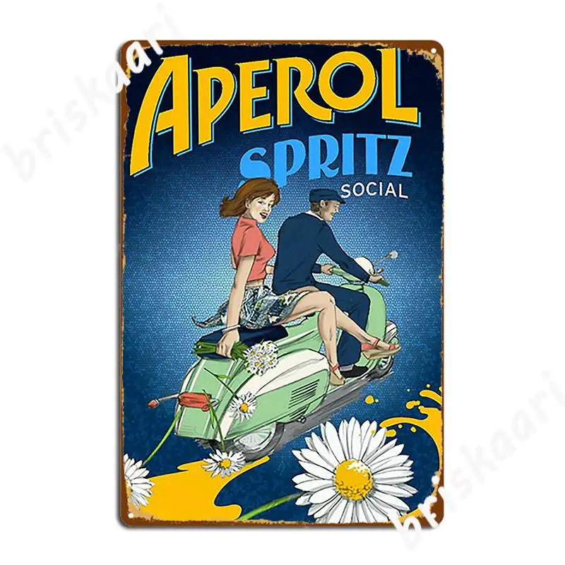 Vintage Aperol Spritz Social Poster Metal Plaque Poster Garage Decoration Home Wall Pub Designing Tin Sign Poster