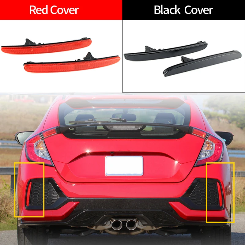 

2PCS LED Bumper Reflector Lights For Honda Civic Hatchback, Type-R or SI 4-Door Sedan, Function as Tail, Brake & Rear Fog Lamps