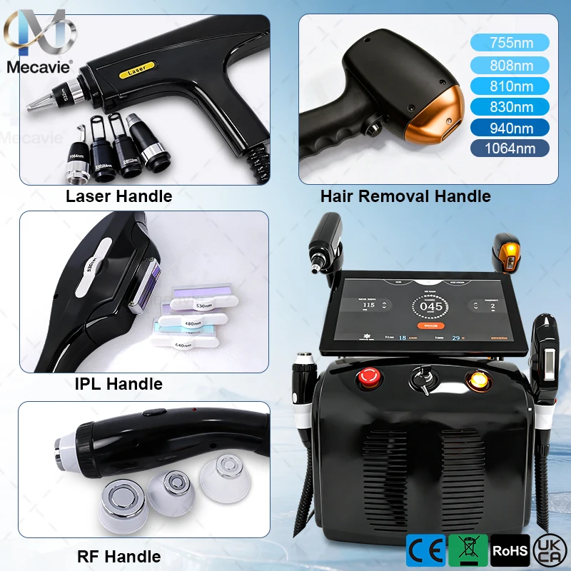 Ice Cooling Hair Removal & Tattoo Elimination Skin Rejuvenation Mecavie 6000W 4 In1 Laser For Medical Beauty Salon 808/755/940nm