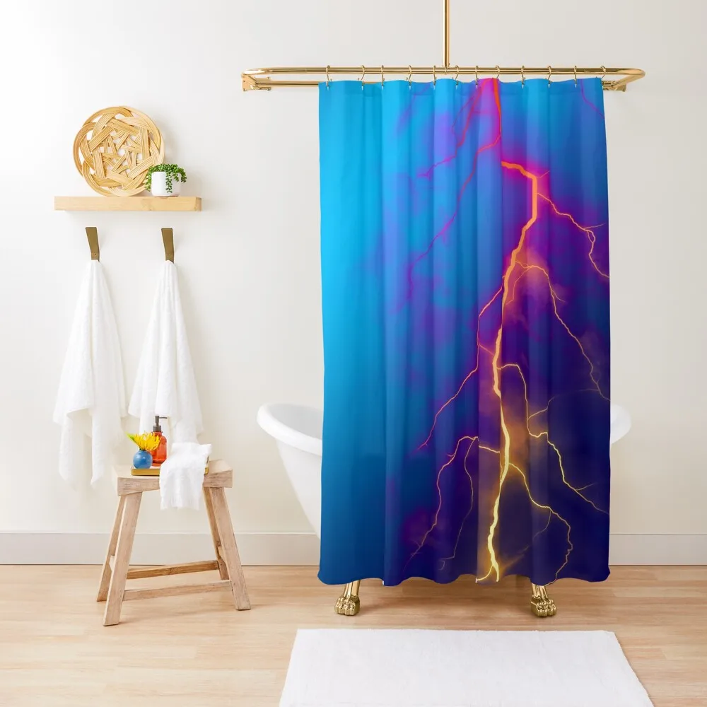 Lightning strike background Shower Curtain Anti-Mold Waterproof Shower Bathroom Deco Curtain