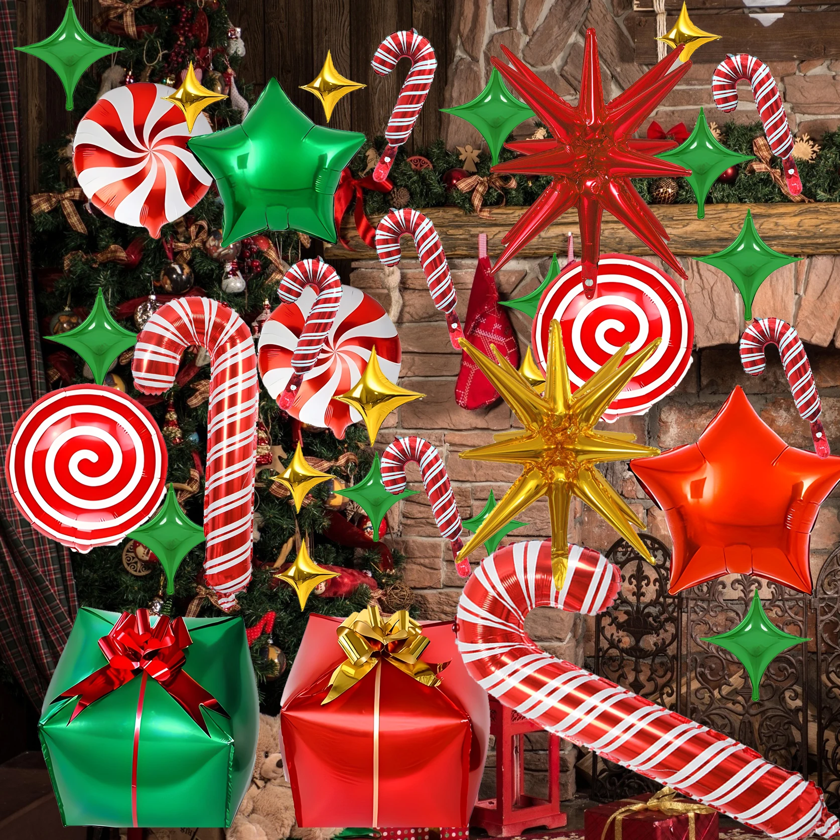 40cps Christmas decorations, aluminum foil balloons, Christmas gifts, canes, candies, outdoor decorations, Christmas parties - Image 5