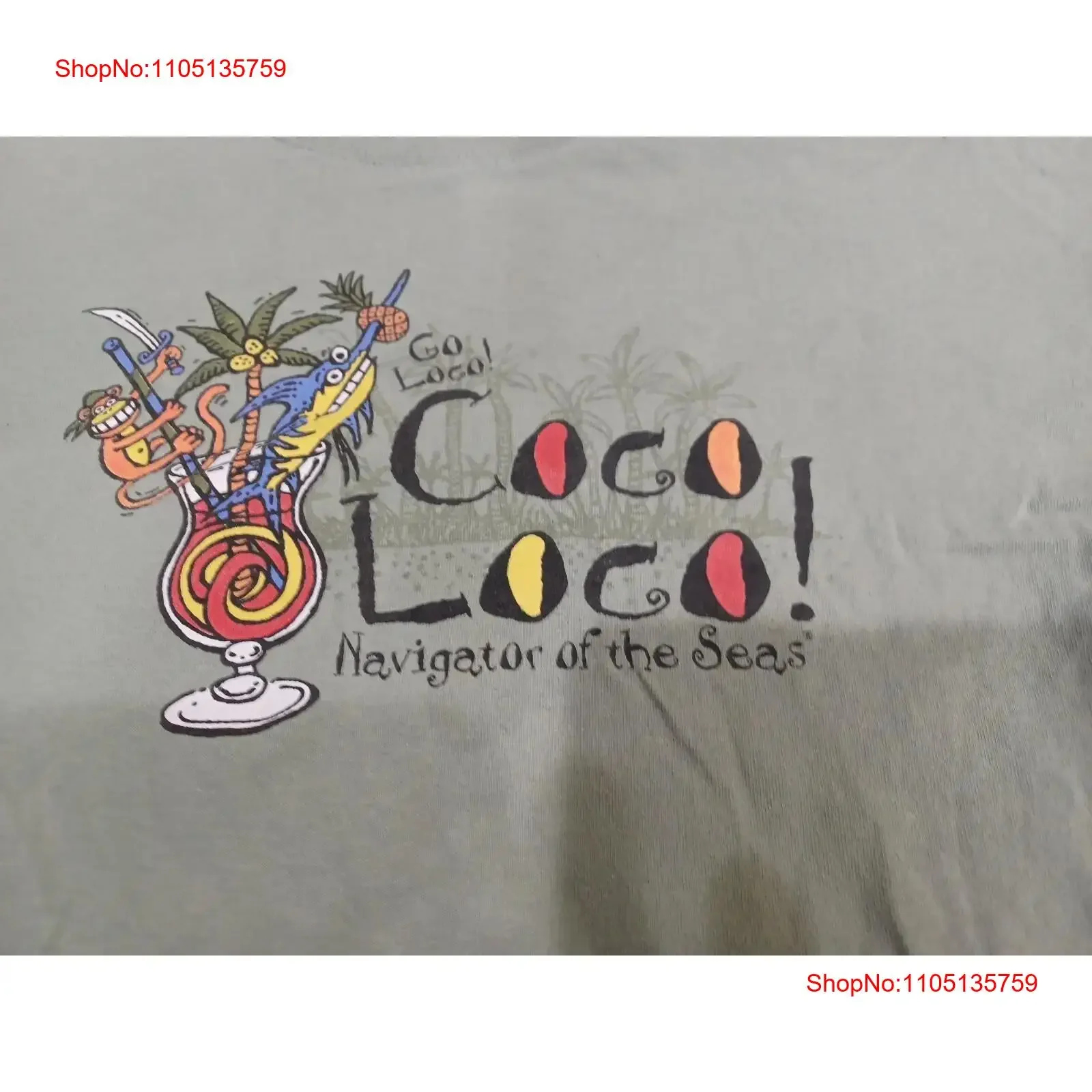 Coco Loco Navigator Of The Seas Royal Carribbean Cruise Lg Grünes T-Shirt Vintage Washed Soft Grafik Streetwear Leicht