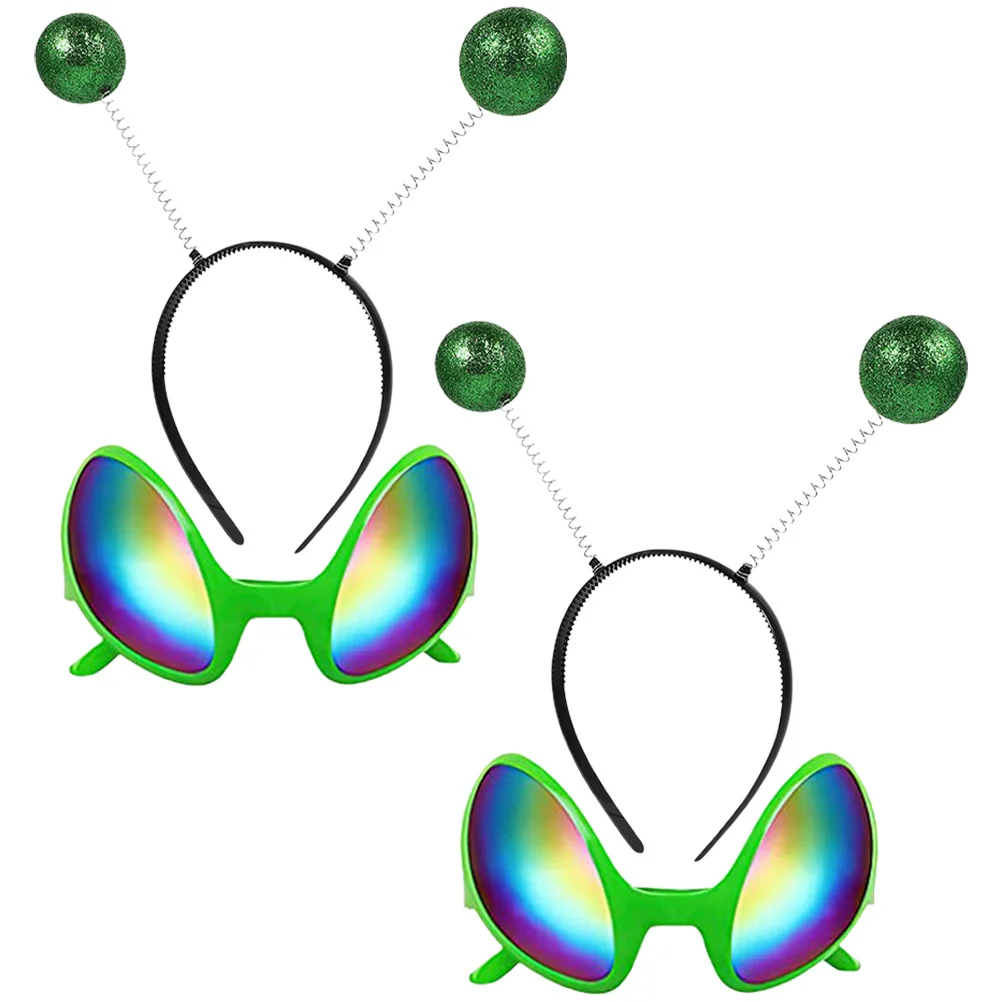2 zestawy odzieży Alien z pałąkiem na głowę akcesoria do okularów marsjańska antena kostium imprezowy okulary przeciwsłoneczne dziecko