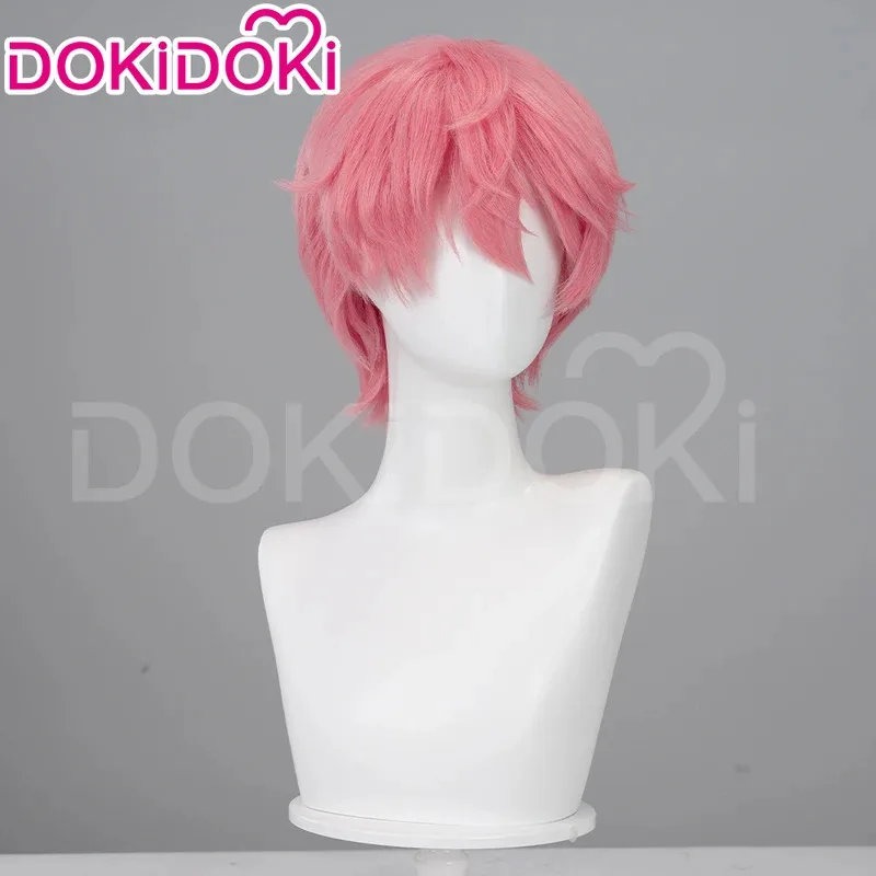 Peluca Mizi Anime Cosplay peluca DokiDoki mujeres 32cm pelo corto rosa Mizi Cosplay gorro de peluca gratis