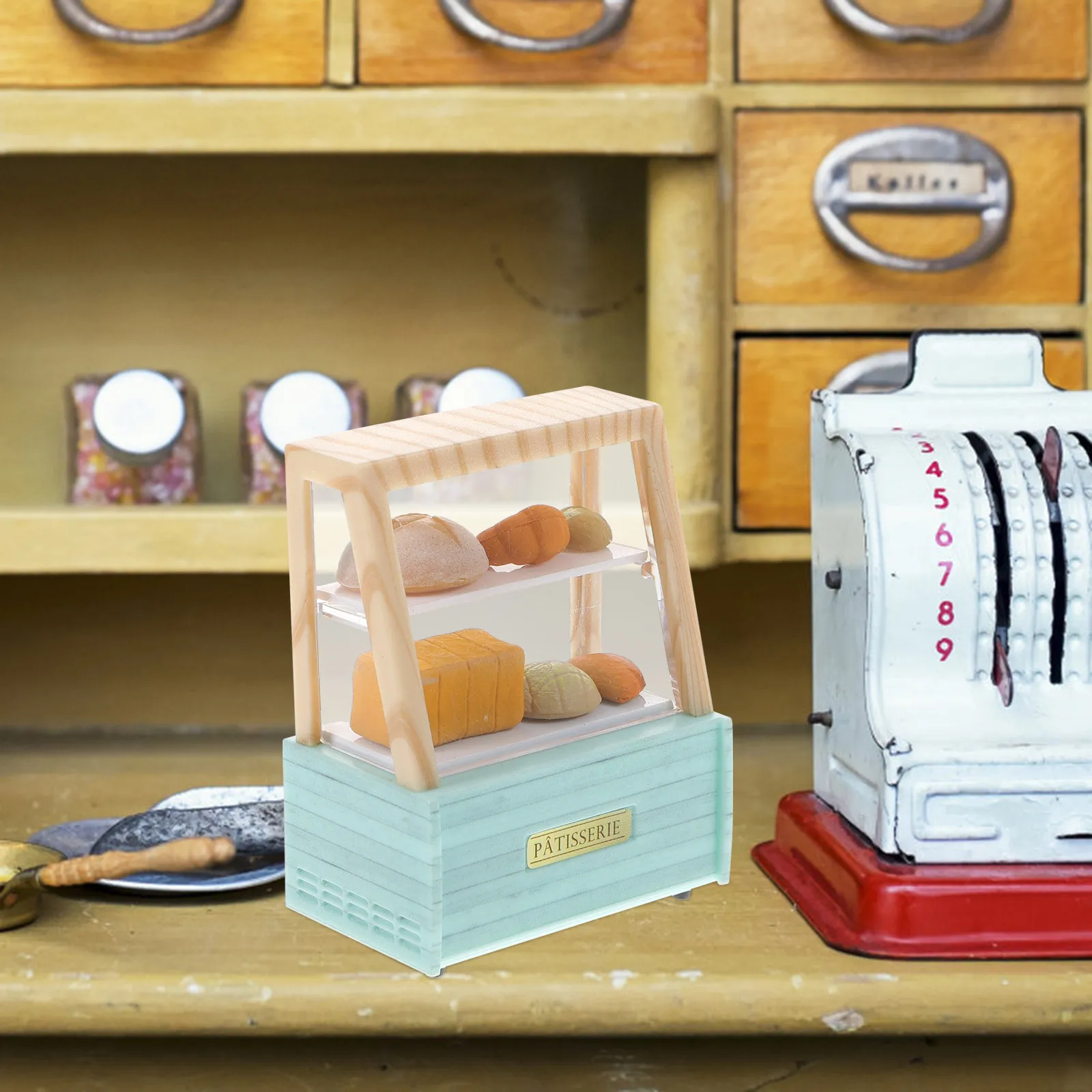 

Набор миниатюрных витрин для хлеба для декора мини-домов, микроландшафтов, DIY-кухонных сцен, реквизит для миниатюрной пекарни, миниатюрная полка для демонстрации хлеба