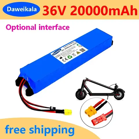 10S3P 36V 20000mAh 500W Rechargeable Lithium-ion Battery Pack for M365 Electric Scooter with BMS + Optional Plug