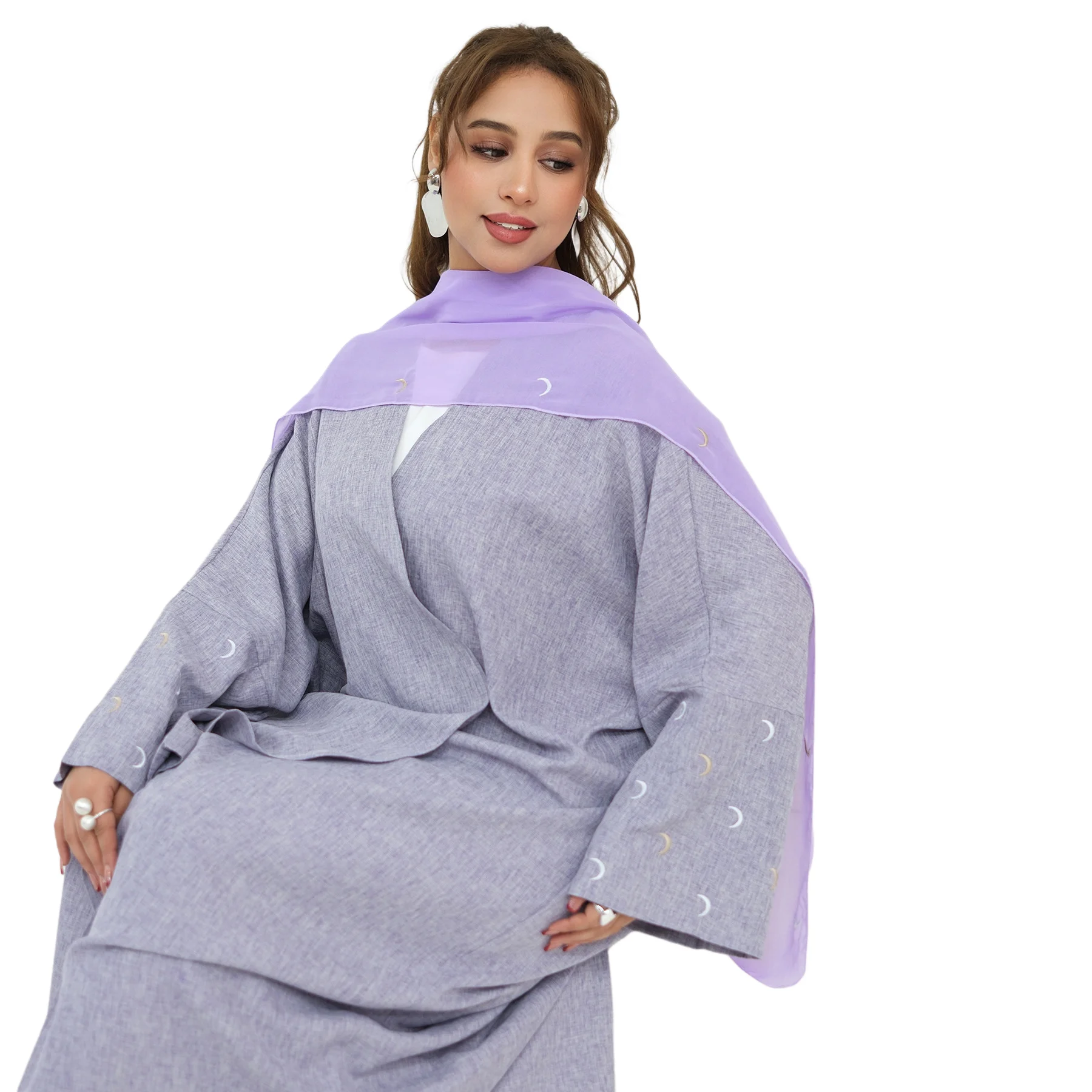 

Moroccan Embroidery Abayas for Women Dubai Open Kimono Scarf Muslim Dress Cardigan Islam Clothing Turkey Kaftan Robe Jalabiya