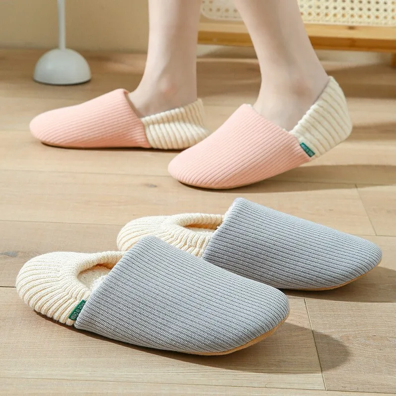 

Man Women Home Slippers Warm And Plush Bag With Soft Bottom Silent Cotton Slippers For Women Household Indoor Floor Slippers