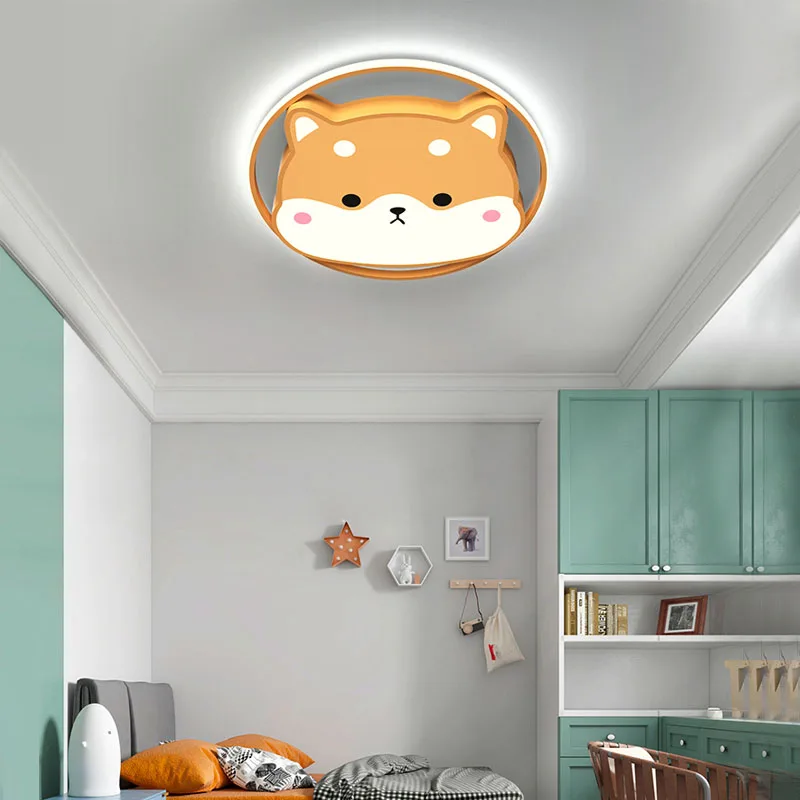 Cartoon Cute Dog Ceiling Chandelier Kids Room Lamp Child Baby Girl Boys Bedroom Led Ceiling Lights Animal Shiba Inu Decor Lustre