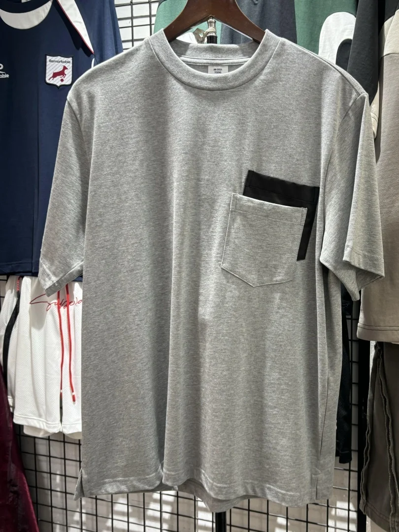 

Loose Fit Leather Patchwork ort Sve T-irt ex Couples Casual irt Super Way Brand round Ne Pure Color Summer Wear