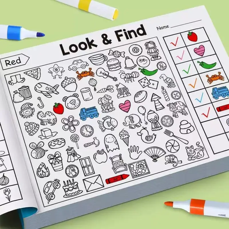 Look and Find Shape/Color Workbook for Kids Drawing Notebook 32-Page Coloring Book Notebooks Writing Pads Office School Supplies