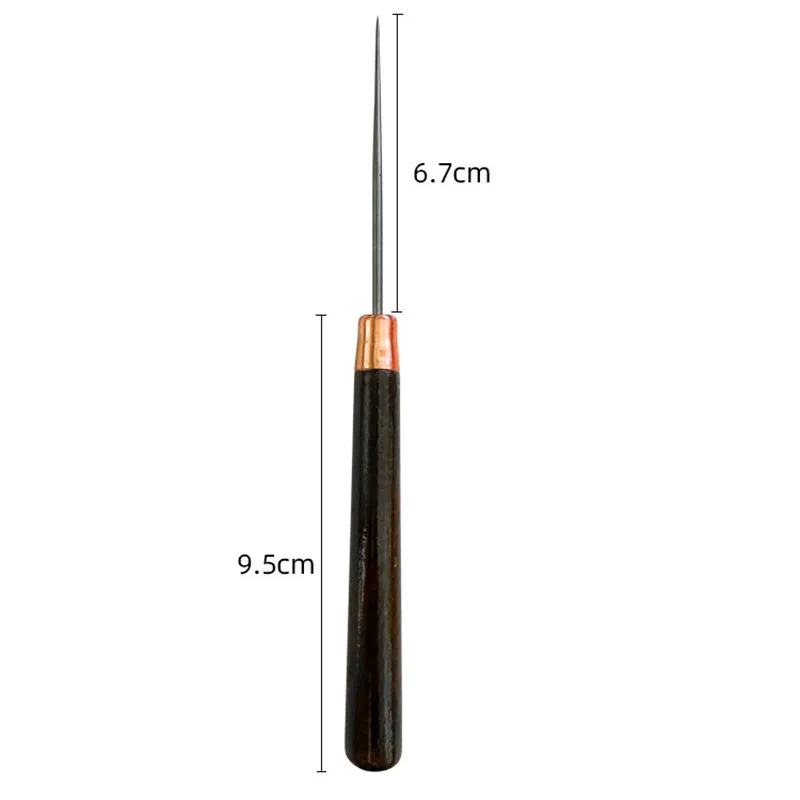 Sewing Awl with Wooden Handle, Scratch Stitching Pin, Punch for Sewing Shoes Repair Tool, Hand Stitcher, Leather Craft Awl, 3Pcs