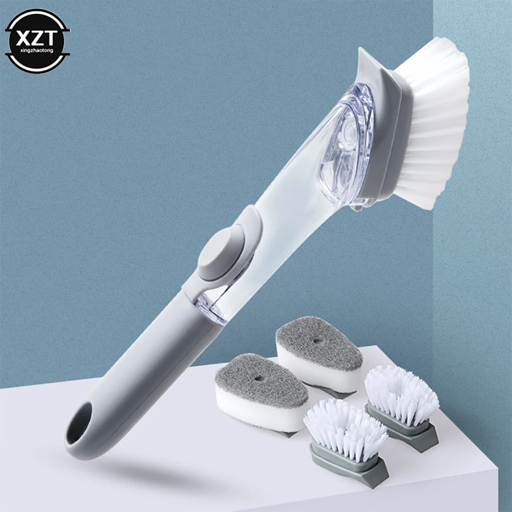 Cleaning Brushes Long Handle Dish Brushes Wipes Dispenser Liquid Soap Dispenser Cleaner Dish Scrubber Brush Dishwashing Sponge