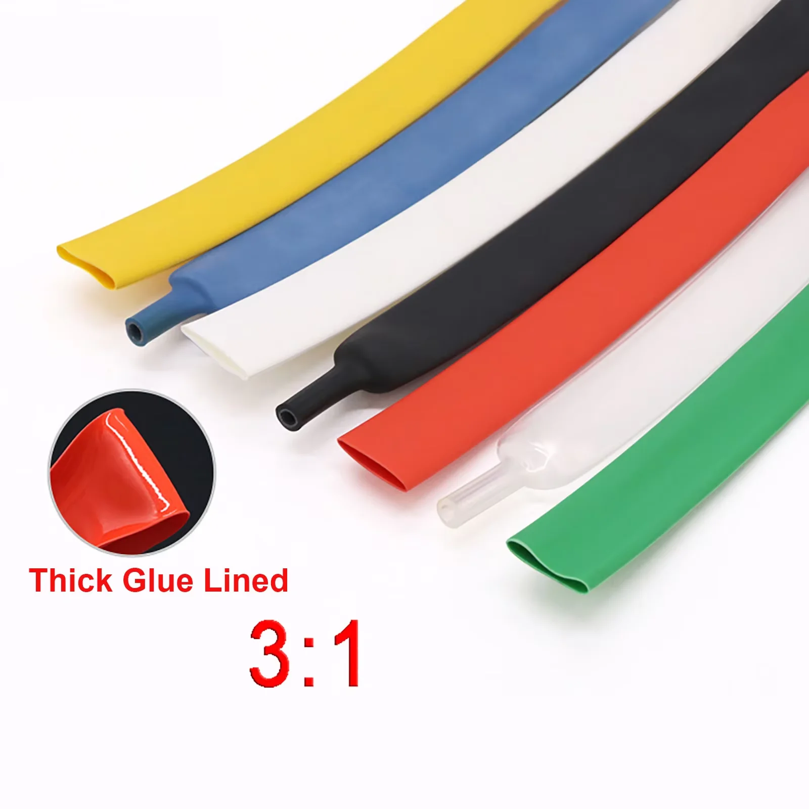 

1M 3:1 Heat Shrink Tube with Glue Dual Wall Tubing Wire Cable Insulation Sleeving 1.6/2.4/3.2/4.8/6.4/7.9/9.5/12.7/15.4 - 85mm