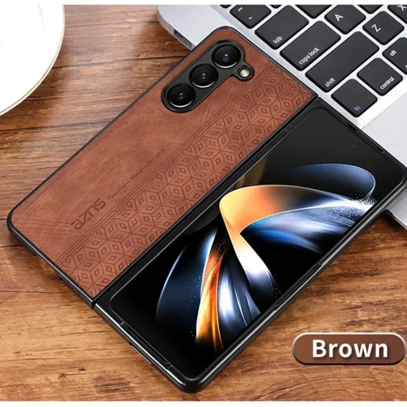 Elegante custodia pieghevole in pelle per Samsung Galaxy Z Fold 7 6 5 4 3 5G Custodia imbottita opaca anti-impronte sul retro