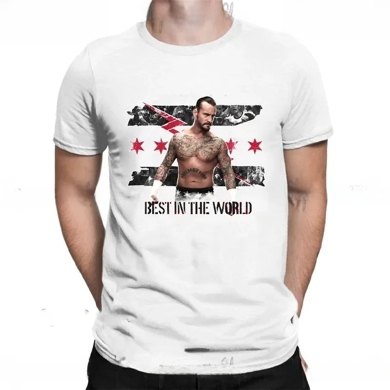 

CM Punk Summer aphic T-irt Men's Best T-irt Ultra Slim Fit Nine Sve Length Henry Collar Youth Faion