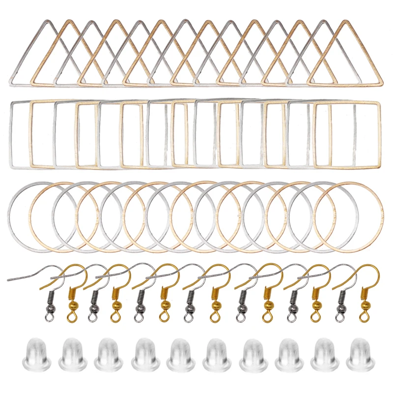 260pcs Mix Style Earrings Beading Hoop and French Wire Hooks Geometric Pendant Connector Round Earring Hooks for Jewelry Making