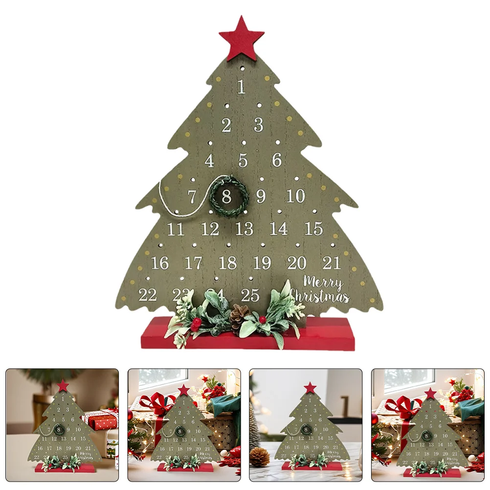 

Festive Rustic Wooden Christmas Countdown Calendar Vine Wreath Design Tabletop Centerpiece Xmas Date Decor Holiday Countdown