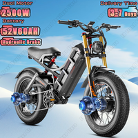 Electric Bike 2500W Dual Motor 52V60AH Lithium Battery Hydraulic Brake E-bicycle 20*4.5inch Off-road All Terrain Fat Tire E-bike