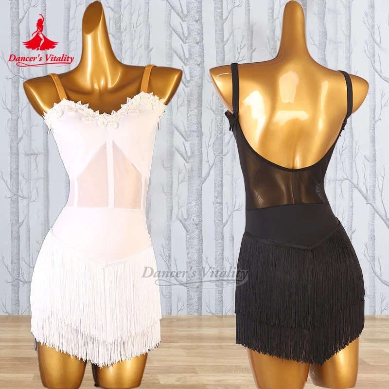 

Костюмы для латиноамериканских танцев: платья без рукавов с бахромой для взрослых и детей, на заказ, для выступлений (Чемпионаты Чача, Джайв, Румба)