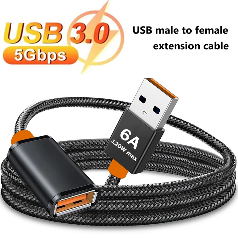 Nylon Braided USB 3.0 Extension Cable Male To Female Data Wire USB Extender High-Speed Transmission Cord for Radiator Printer