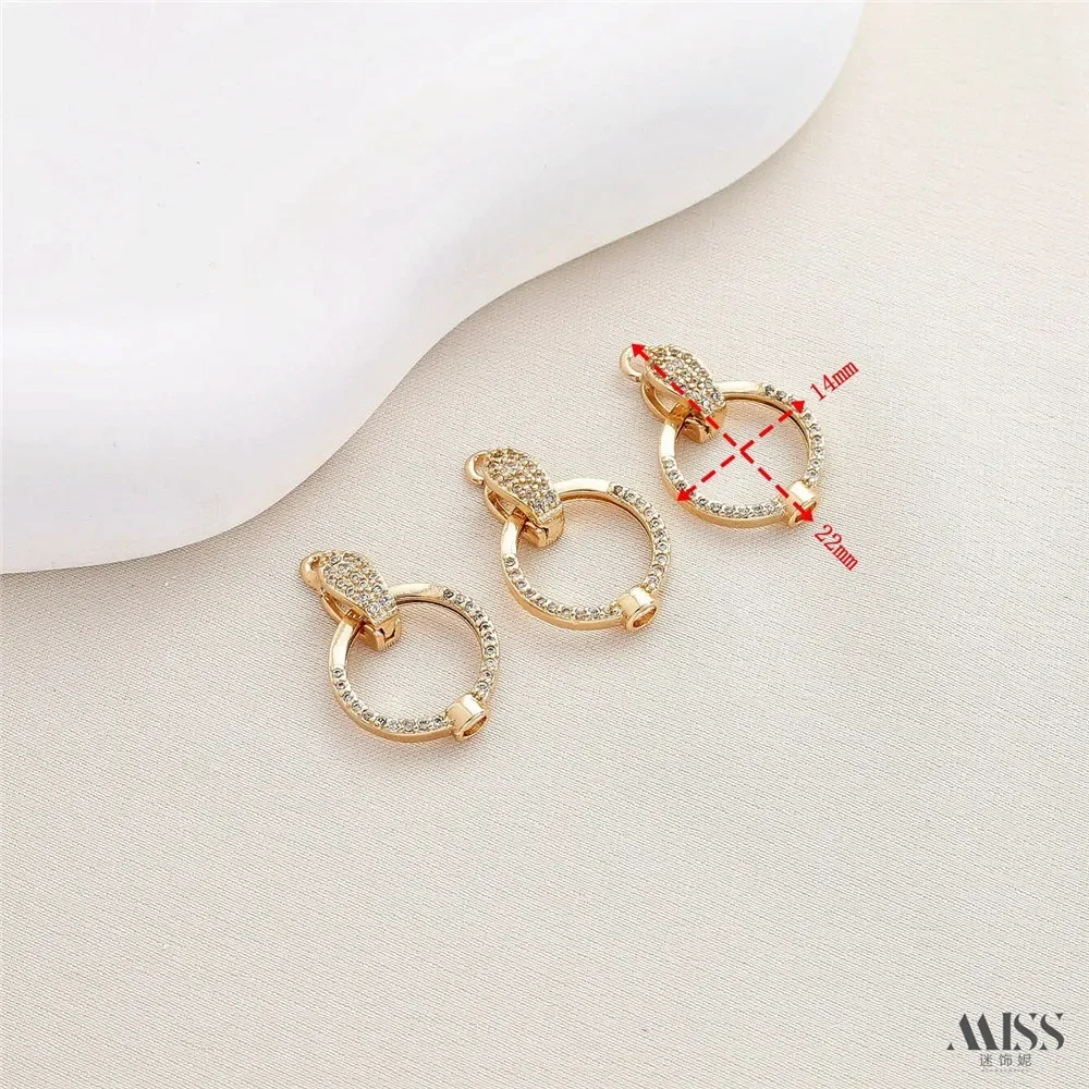 14K Gold Color Diamond-encrusted U-shaped Peach Heart Butterfly Ending Connection Buckle DIY Bracelet Necklace Buckle Accessorie