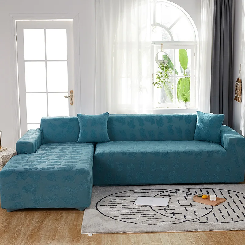 

Soft Thick Knitted Jacquard Sofa Cover Elastic Universal Full Cover Couch Slipcover Solid Color Dust Covers with Elastic Band