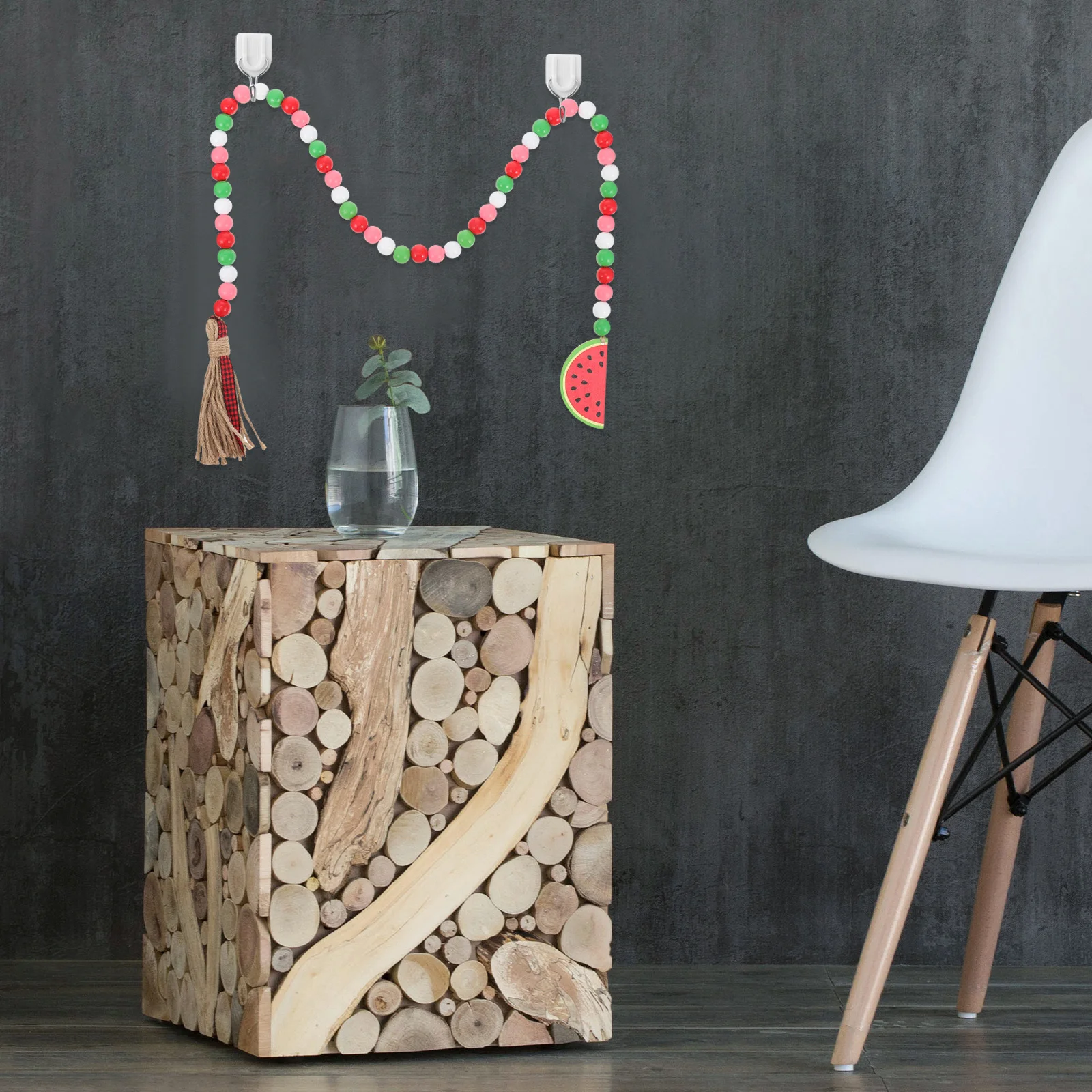 

Summer Watermelon Wood Bead Garland Tassel Beaded Pendant Hanging Ornament Wall Window Door Porch Garden Bedroom Party Decor