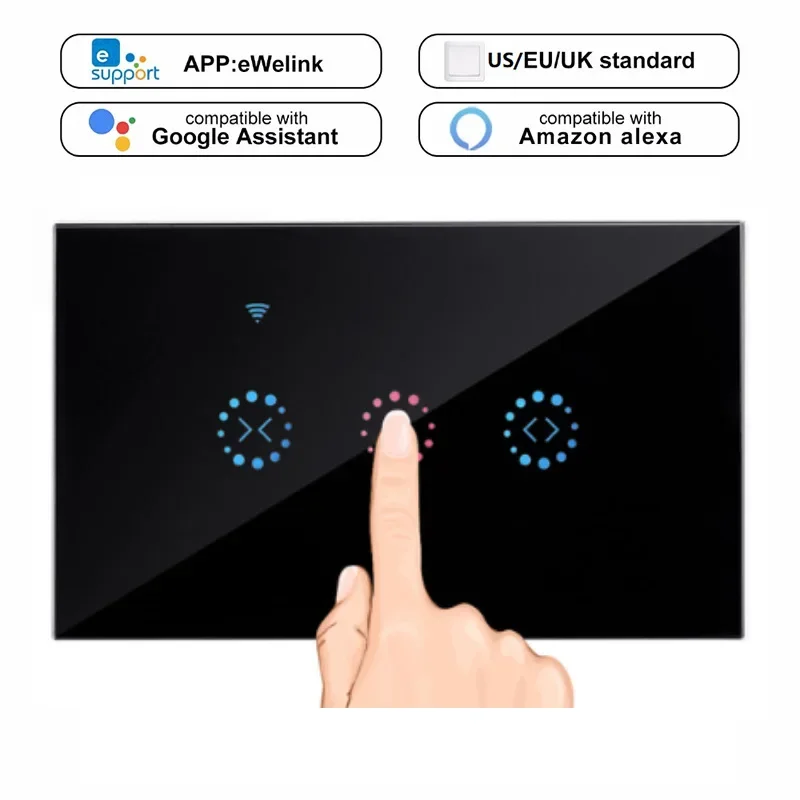 

Умный переключатель для штор Wi-Fi, дистанционное управление, сенсорный переключатель рольставней, дверной переключатель с двигателем, голосовое управление через приложение Alexa, помощник Googel