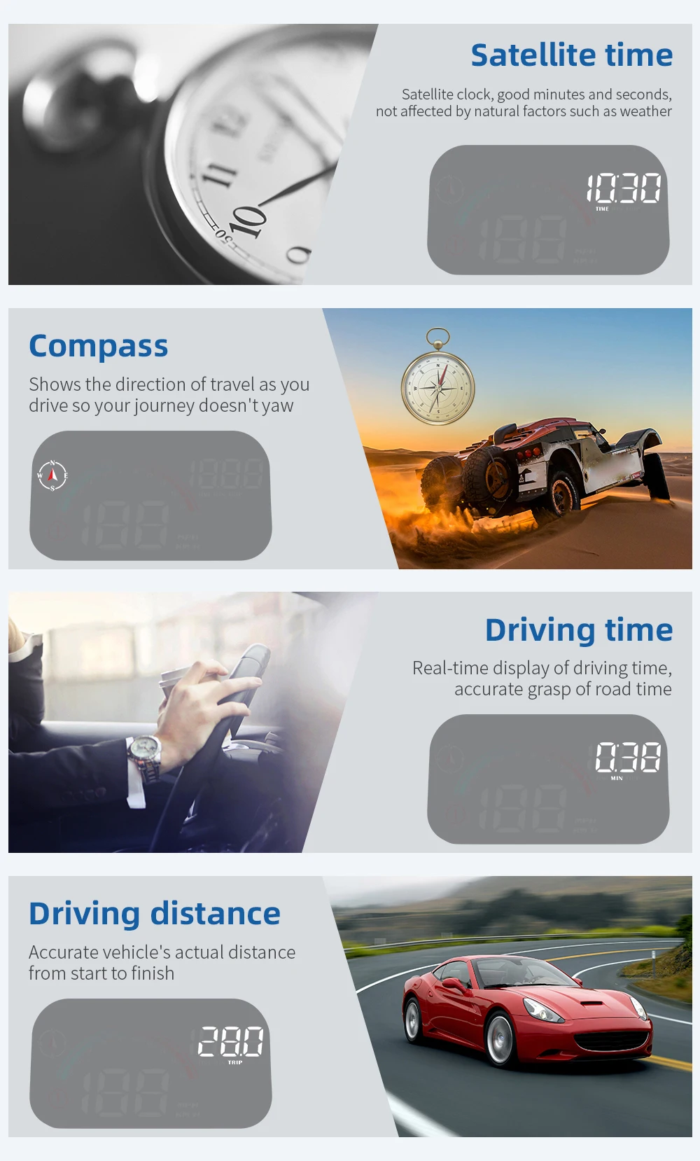 GPS M22 Auto-Smart-High-Definition-Digital-Messgerät Head-Up-Display KM/H Digital HUD Universeller Geschwindigkeits-Windschutzscheiben-Projektor Plug&Play – Detail 9