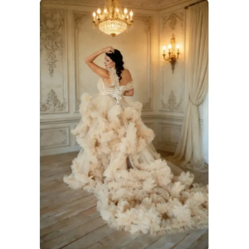 Puffy Ruffled Maternity Photoshoot Dress & Matching Girls Dress – Mother-Daughter Gown Tulle Baby Shower,robe shooting grossesse