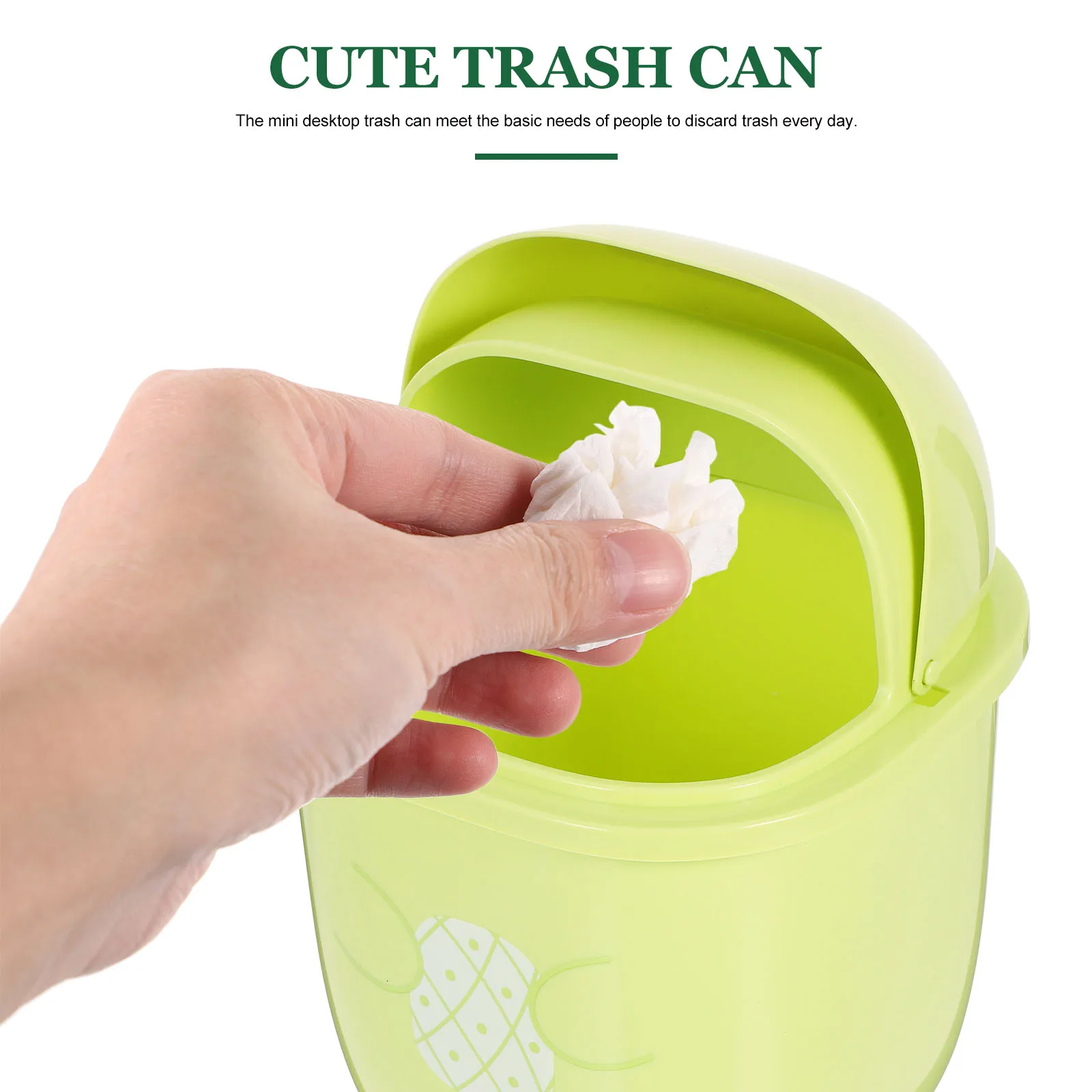 

Pineapple Trash Can Creative Small Waste Basket Yellow Lid Garbage Cans for Home Office Desk Countertop Portable Plastic