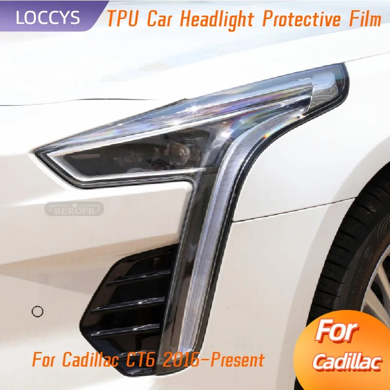 

For Cadillac CT6 2016-Present Car Headlight Protection Tint Film Smoke Black TPU Protective Transparent Sticker Accessories