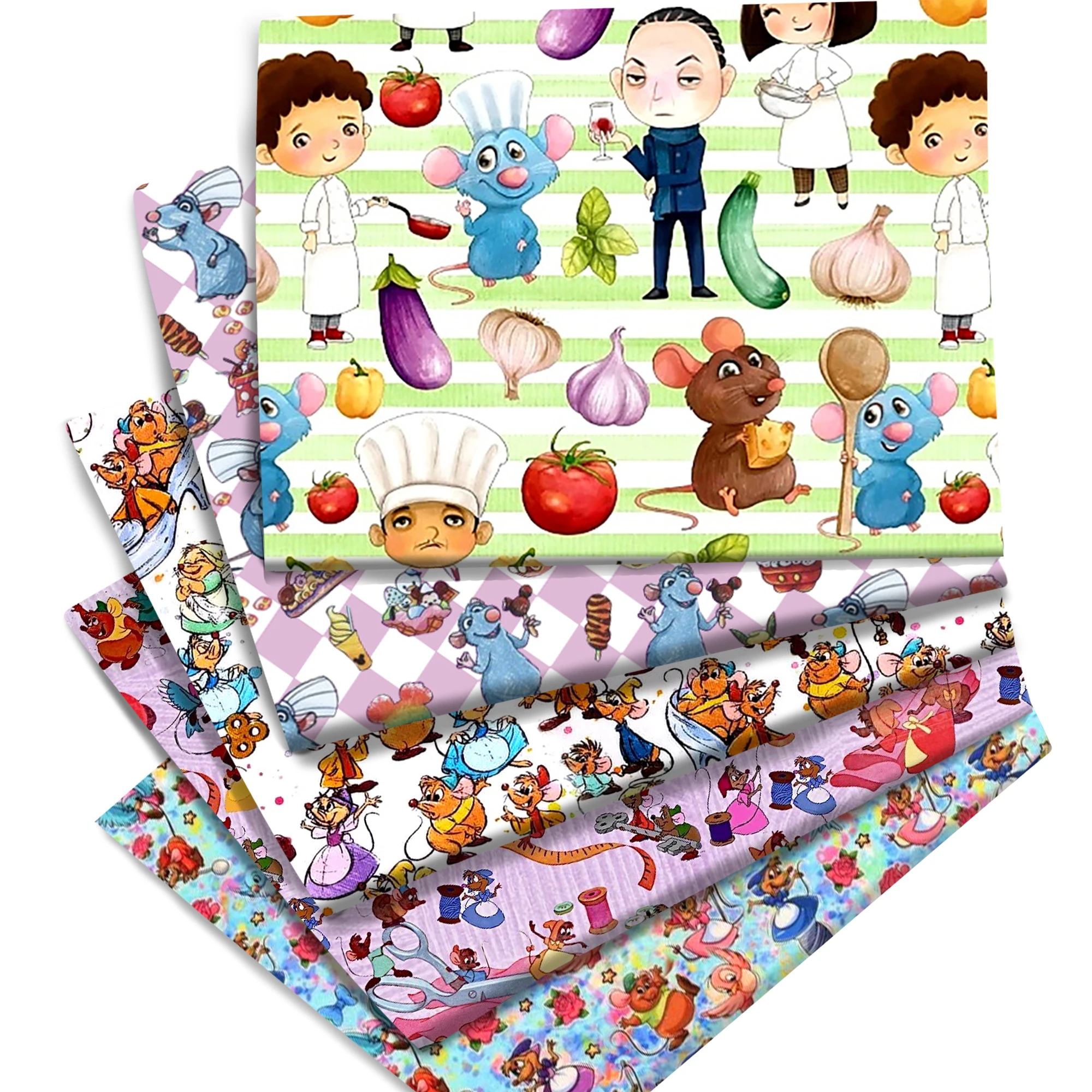 Disney Ratatouille Remy Emile Cotton Fabric Printed Cloth Sewing Quilting Patchwork Needlework DIY Handmade Material Accessories