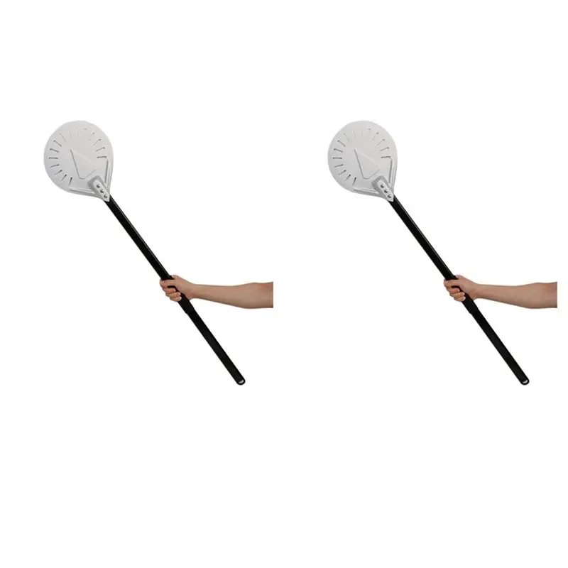 AC23-2X Long Handle 9 Inch Perforated Removable Pizza Turning Peel Pizza Shovel Aluminum Pizza Peel Paddle Peel