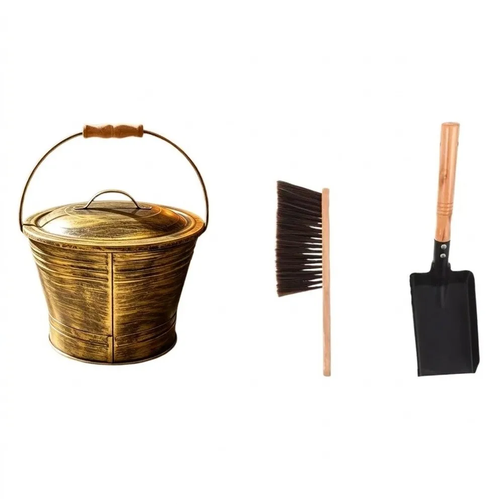 Fireplace Cleaning Tool Set With Shovel Brush And Bucket For Indoor Fire Outdoor Patio Fireplace Maintenance Hardware Accessory