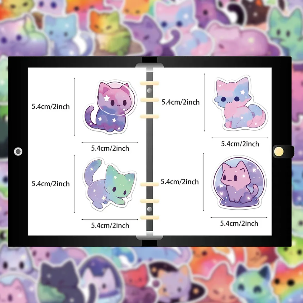 50/100PCS creatieve sterrenhemel kat eenvoudige en schattige stickers, accountdecoratie, telefoonhoesje, gepersonaliseerde waterdichte stickers