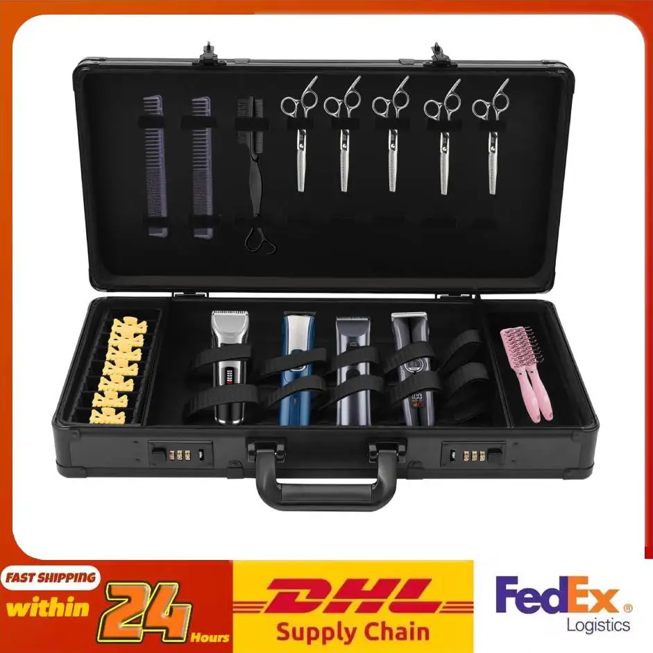 

Barber Carrying Case 10kg Load Aluminum Alloy Barber Case Tool Organizer Durable for Professional Barbers Mobile Hairdressers