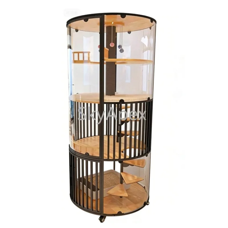 

Luxury Modern Sustainable Wood Square Cat House With Air Circulation System Odor Removing Bed For Living Room Cats Easy Clean