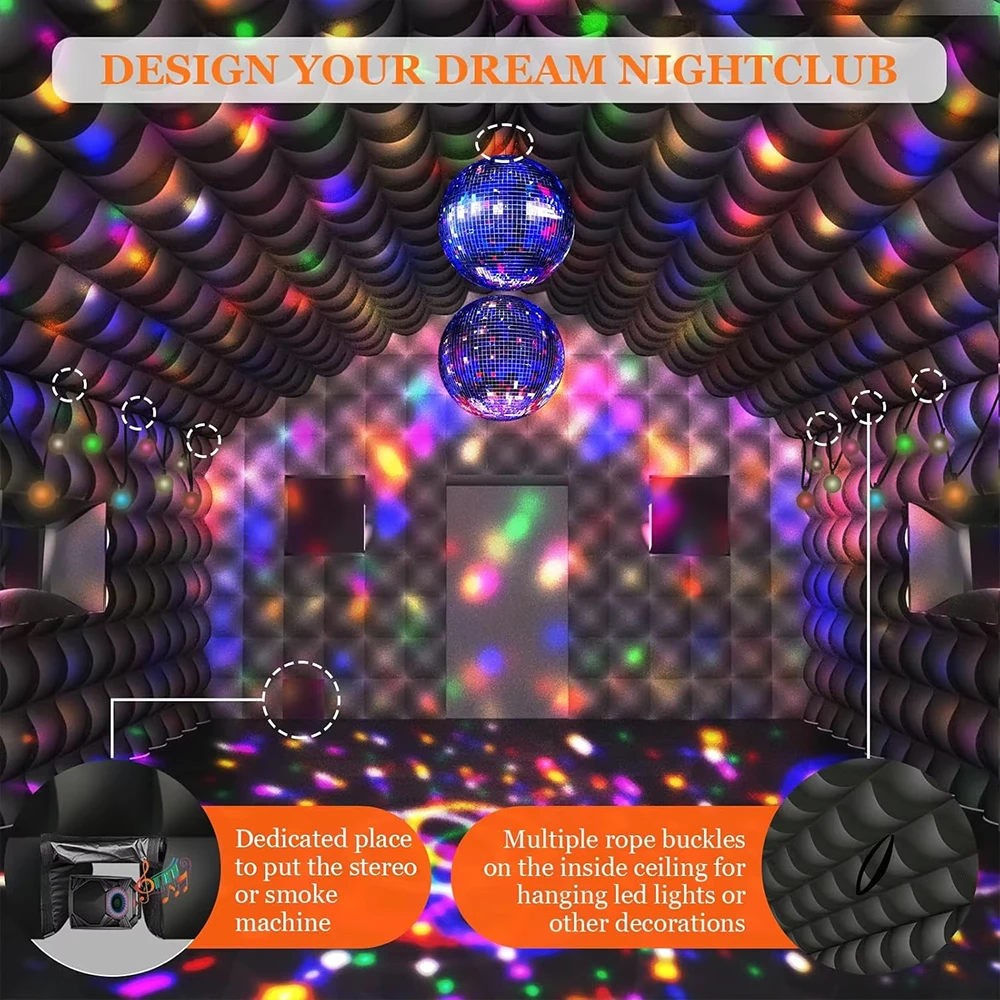 

House Black Inflatable Cube Tent Large Nightclub Portable Disco Pavilion for Even Party Dec Blow Up Inflatable Night Club Party